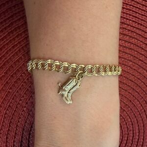 Vintage Rare ELCO 1/20 12k G.F. Double Link Bracelet Gold Filled w/ Cowboy Boot